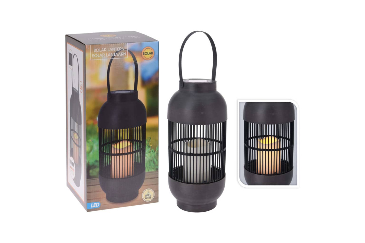 Progarden 436216 Led Solar Lantern Rattan With Candle Black