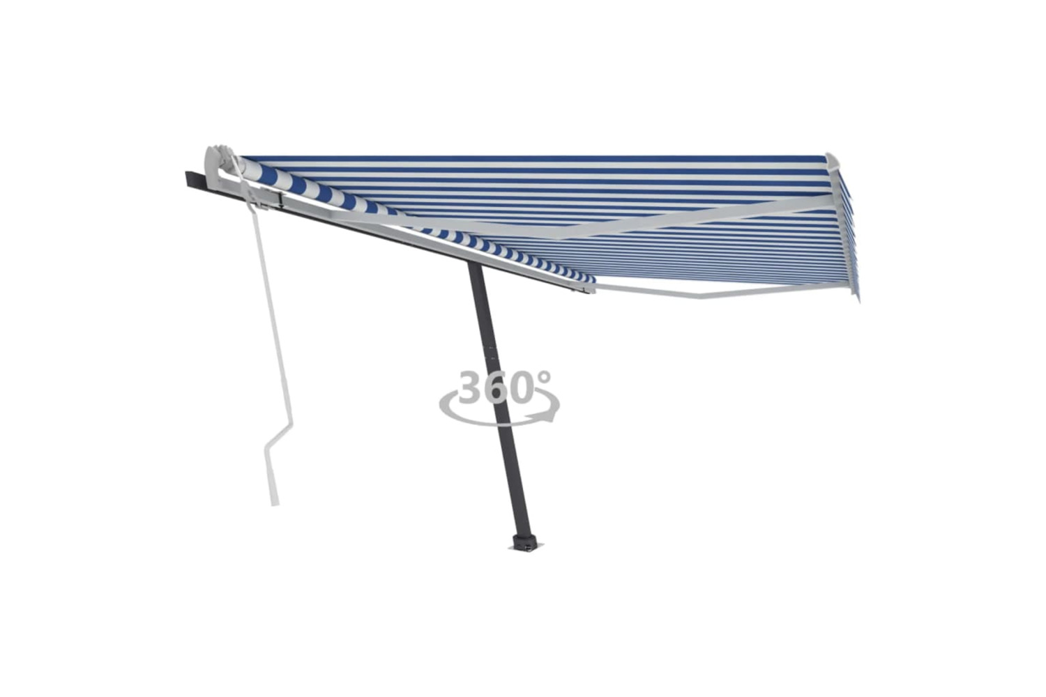 vidaXL 3069736 Freestanding Manual Retractable Awning 400x300cm Blue/white