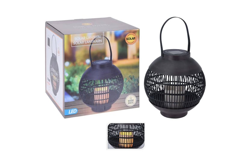 Progarden 436207 Led Solar Lantern Rattan With Candle Black