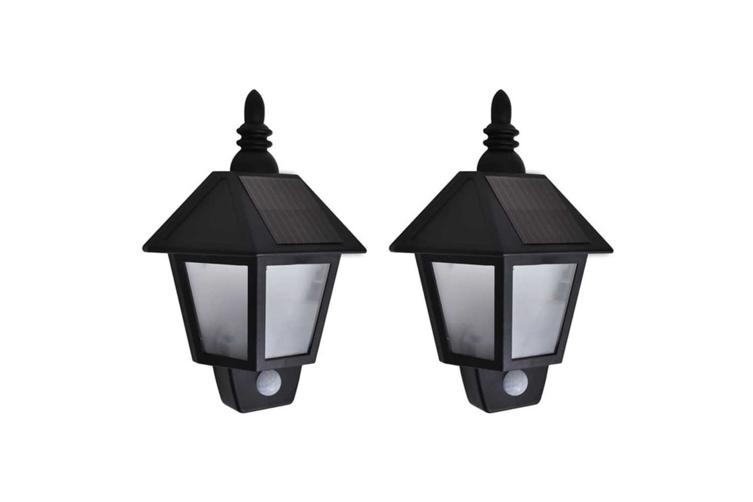 vidaXL 277124 Solar Wall Lamps 2 Pcs With Motion Sensor Black