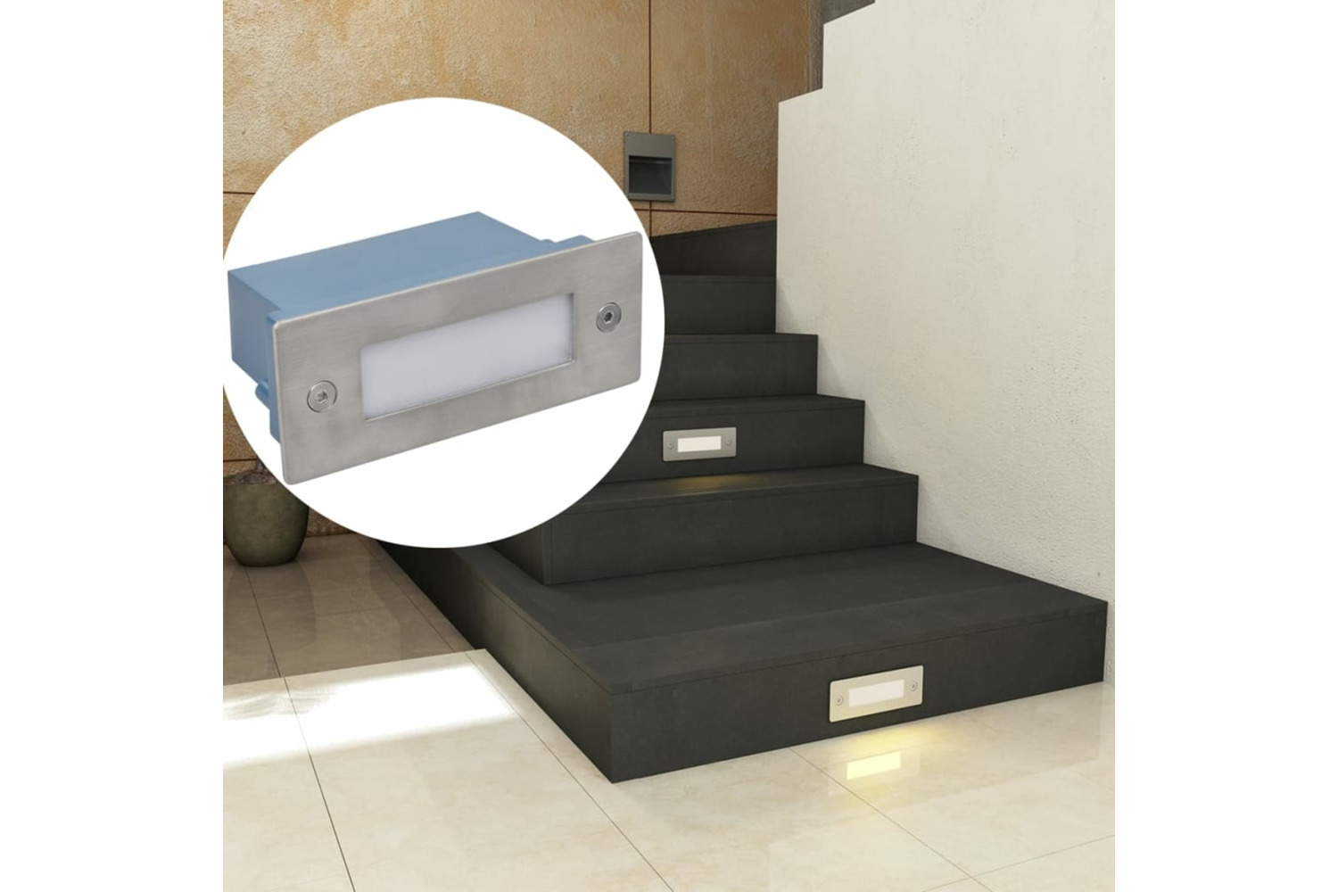vidaXL 272493 Led Recessed Stair Lights 6 Pcs 44x111x56mm