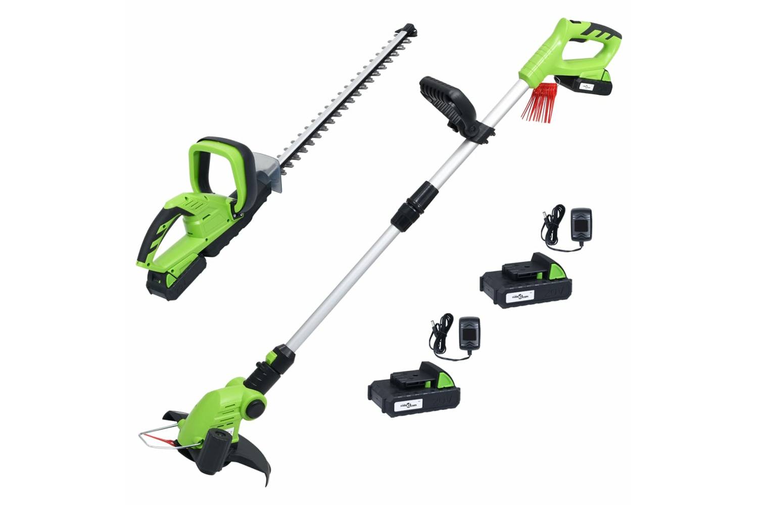 vidaXL 3154948 2 Piece Cordless Garden Power Tool Set With Chargers&batteries
