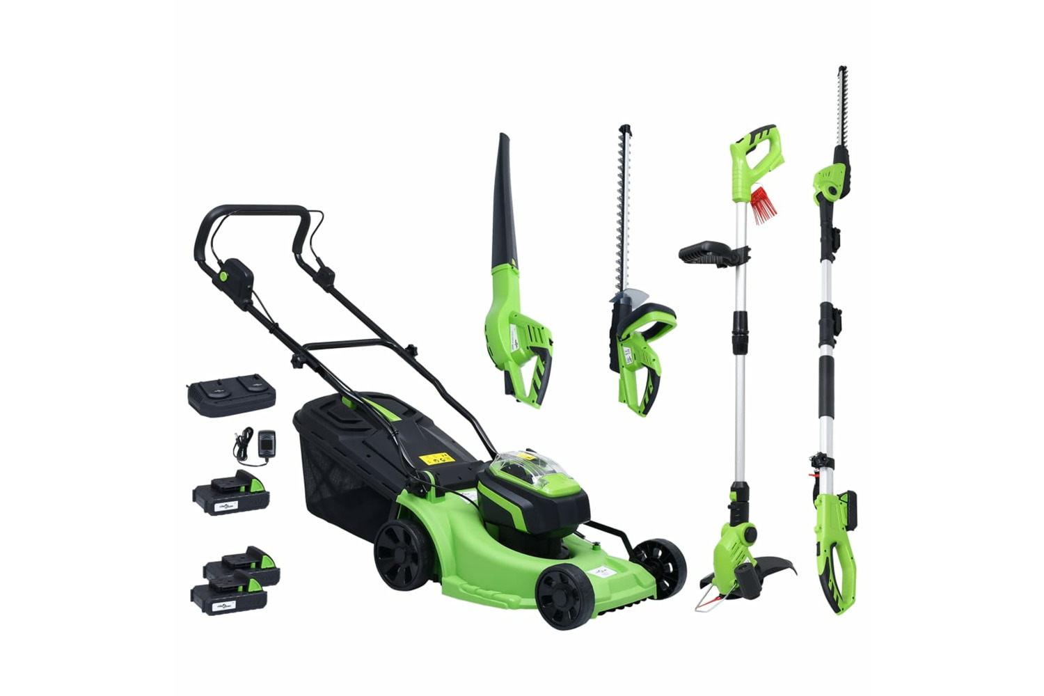 vidaXL 3154941 5 Piece Cordless Garden Power Tool Set With Chargers&batteries