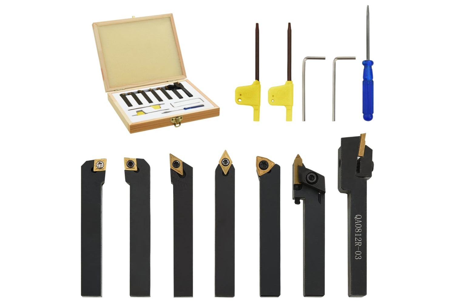 vidaXL 12 Pieces Indexable Turning Tool Set 8x8mm 70mm