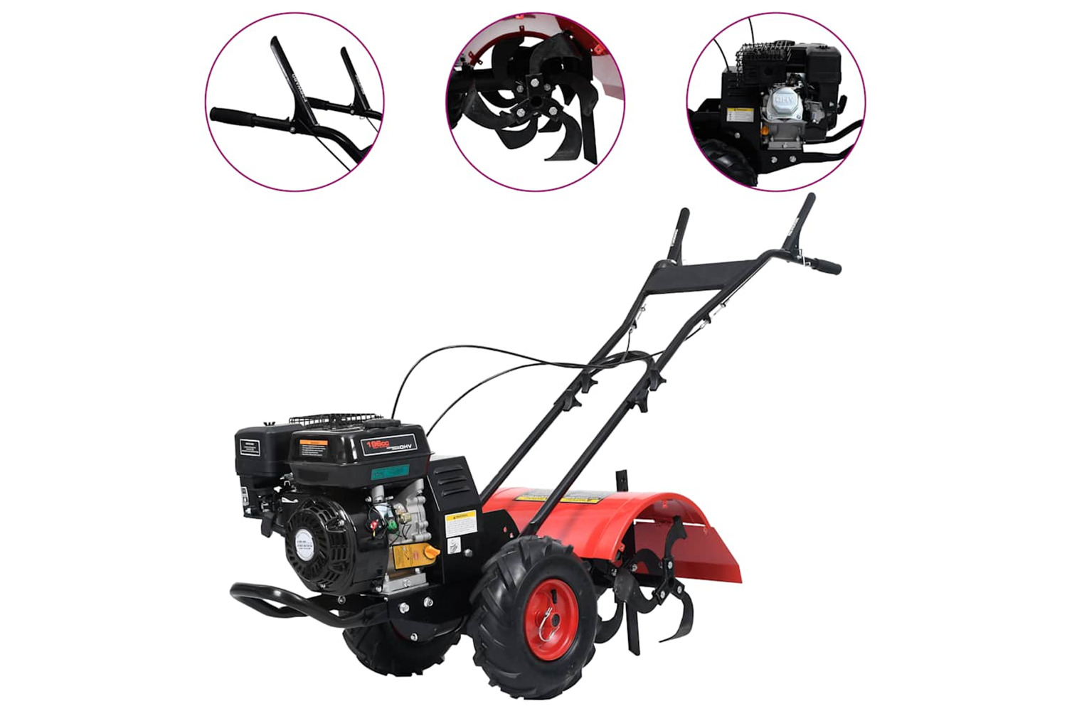 Vidaxl Petrol Tiller 6.5 Hp 196 Cc