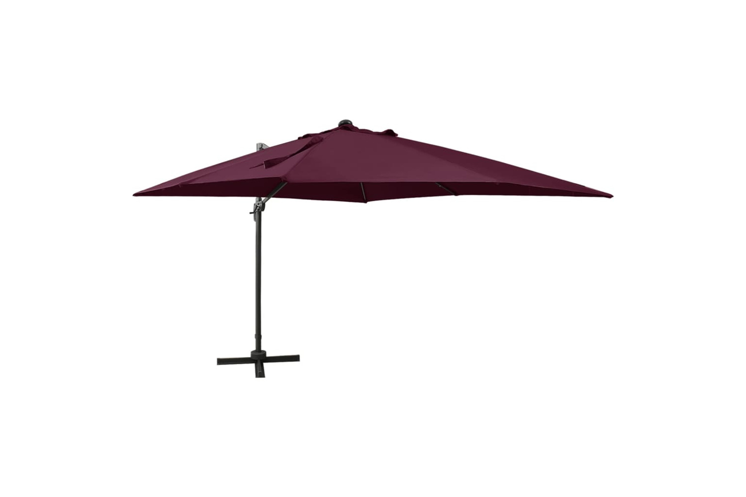 Vidaxl Cantilever Umbrella With Pole And Led Lights Bordeaux Red 300 Cm