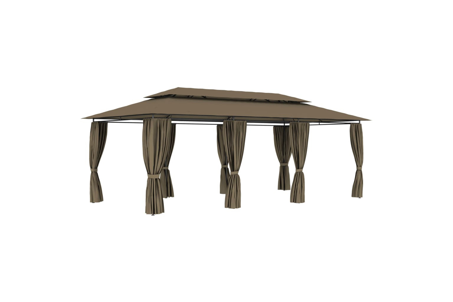 vidaXL 312247 Gazebo With Curtains 600x298x270cm Taupe 180 G/m²
