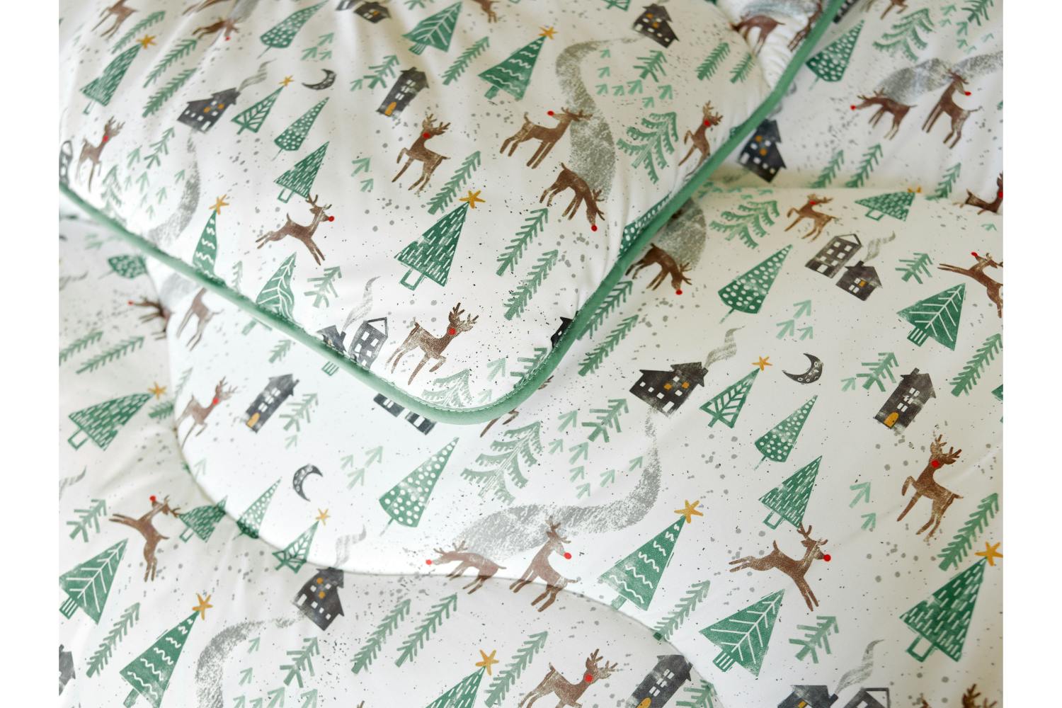 Nightlark | Christmas Festive Forest Duvet and Pillowcase 7 Tog | Green | Single