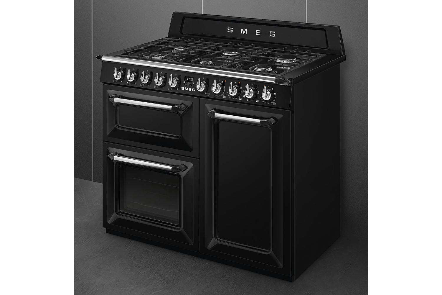 Smeg 100cm Traditional Dual Fuel Range Cooker | TR103BL | Black