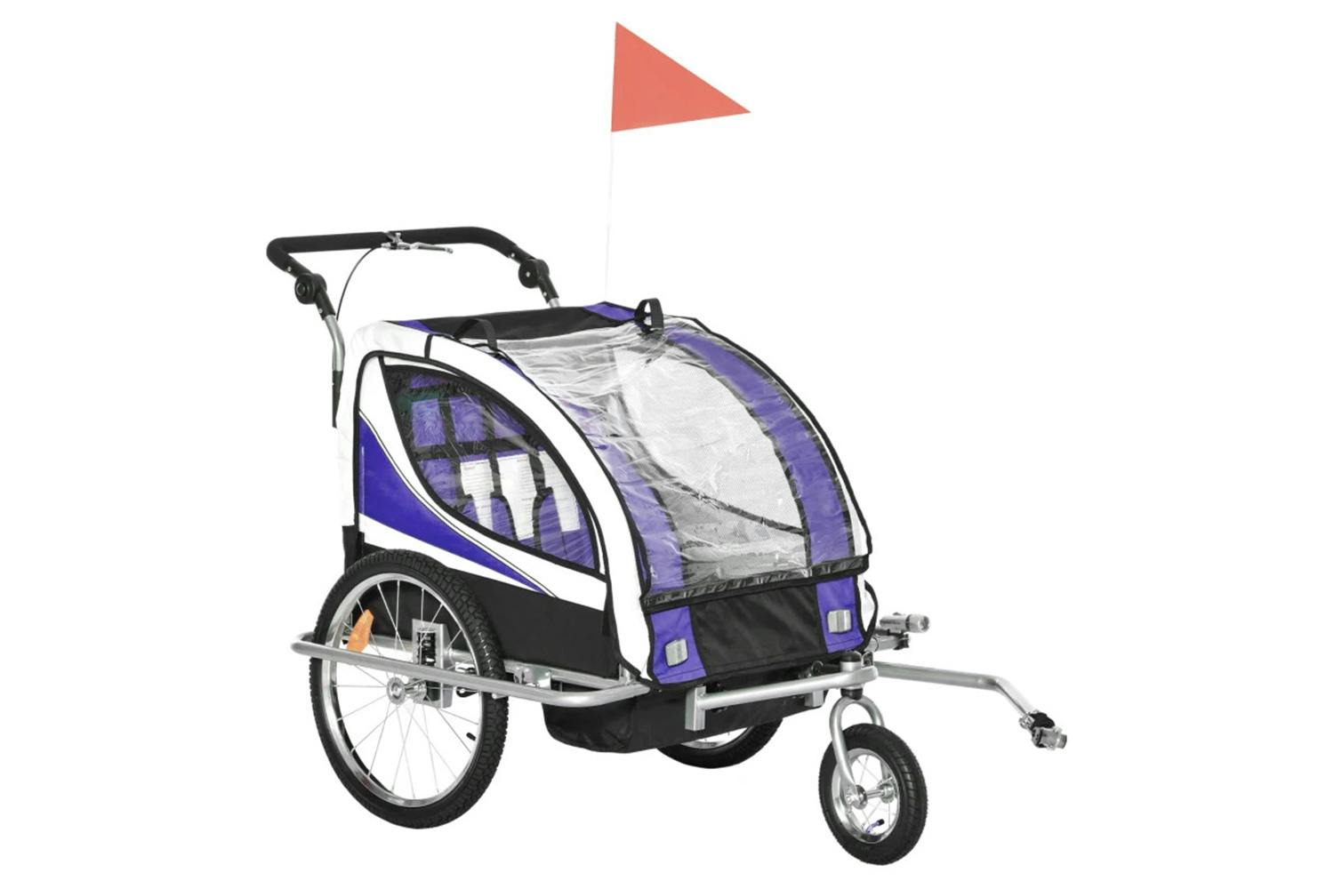 Homcom 440-001VT Steel Frame Children's 2-Seater Jogger Trailer | Purple