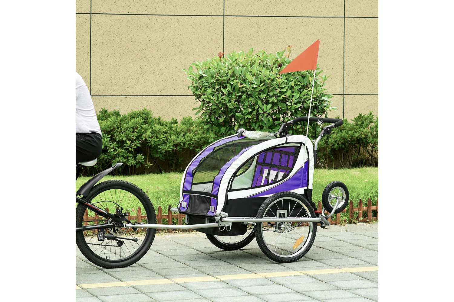 Homcom 440-001VT Steel Frame Children's 2-Seater Jogger Trailer | Purple