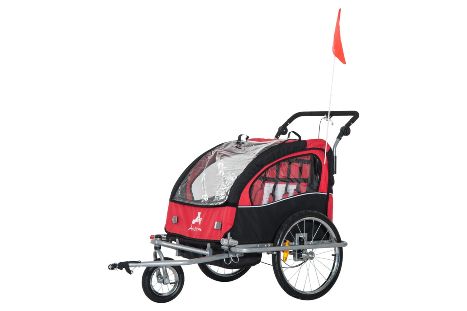 Homcom 5664-0101RB Child 2-Seater Bike Trailer | Black & Red
