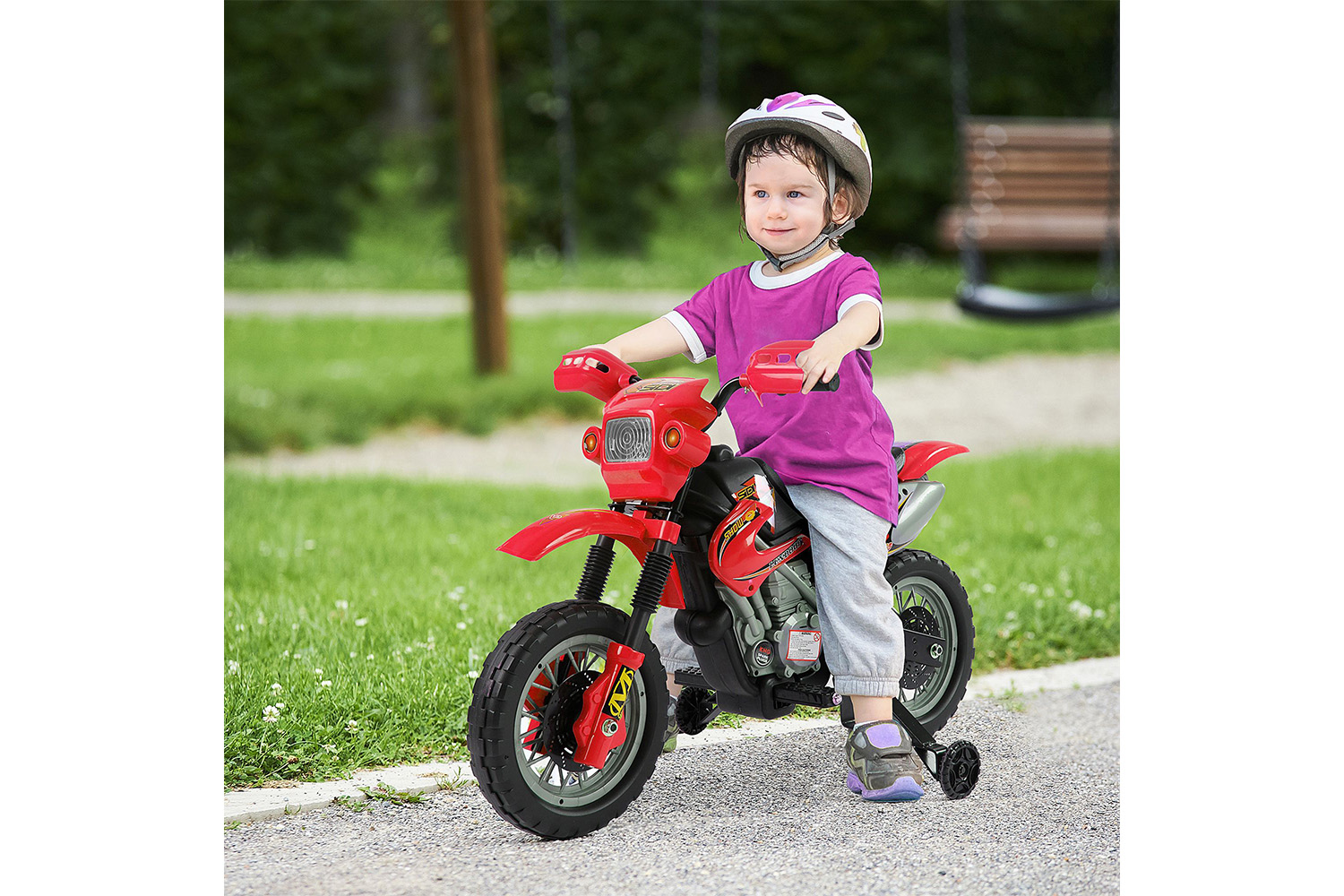 Homcom 301 008RD Children s Electric Ride On Motorbike Effects Red