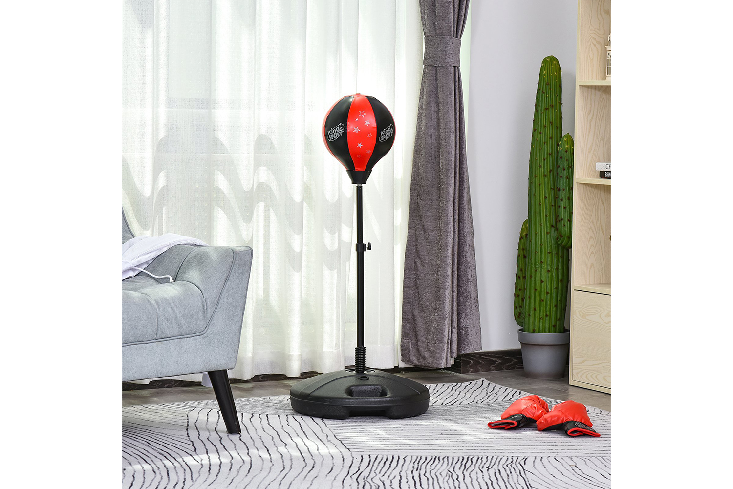 Homcom 340-002 Teens PVC Freestanding Rebound Spring Punch Bag | Black/Red