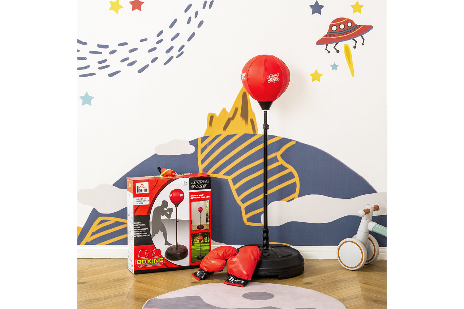 Homcom 340-012 Kids Freestanding Punch Bag | Black/Red