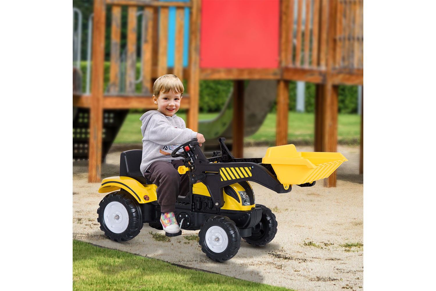 Homcom 341-018 Pedal Go Kart Digger On Four Wheels  | Yellow/Black