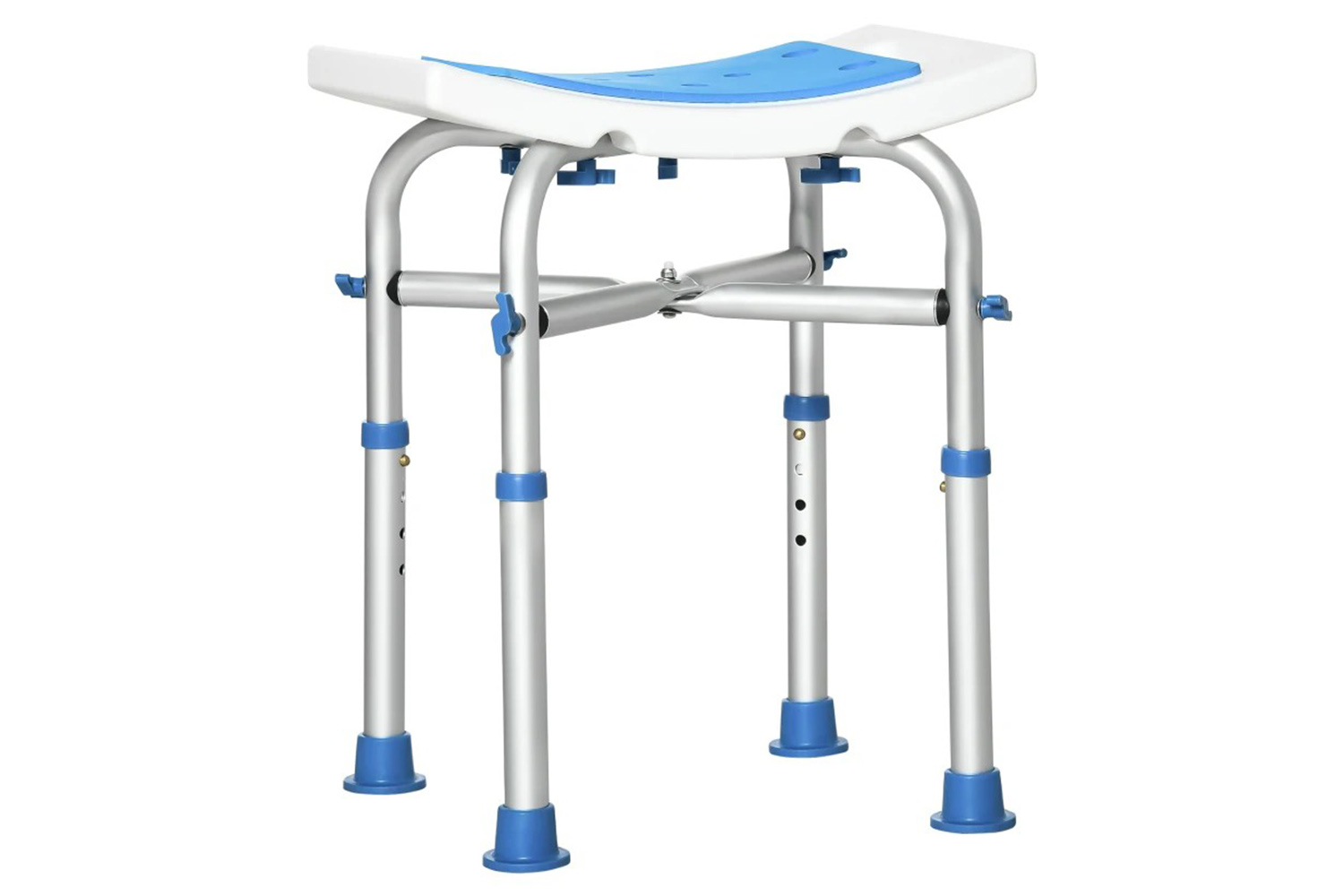 Homcom 713-115BU Adjustable Padded Shower Stool | Blue