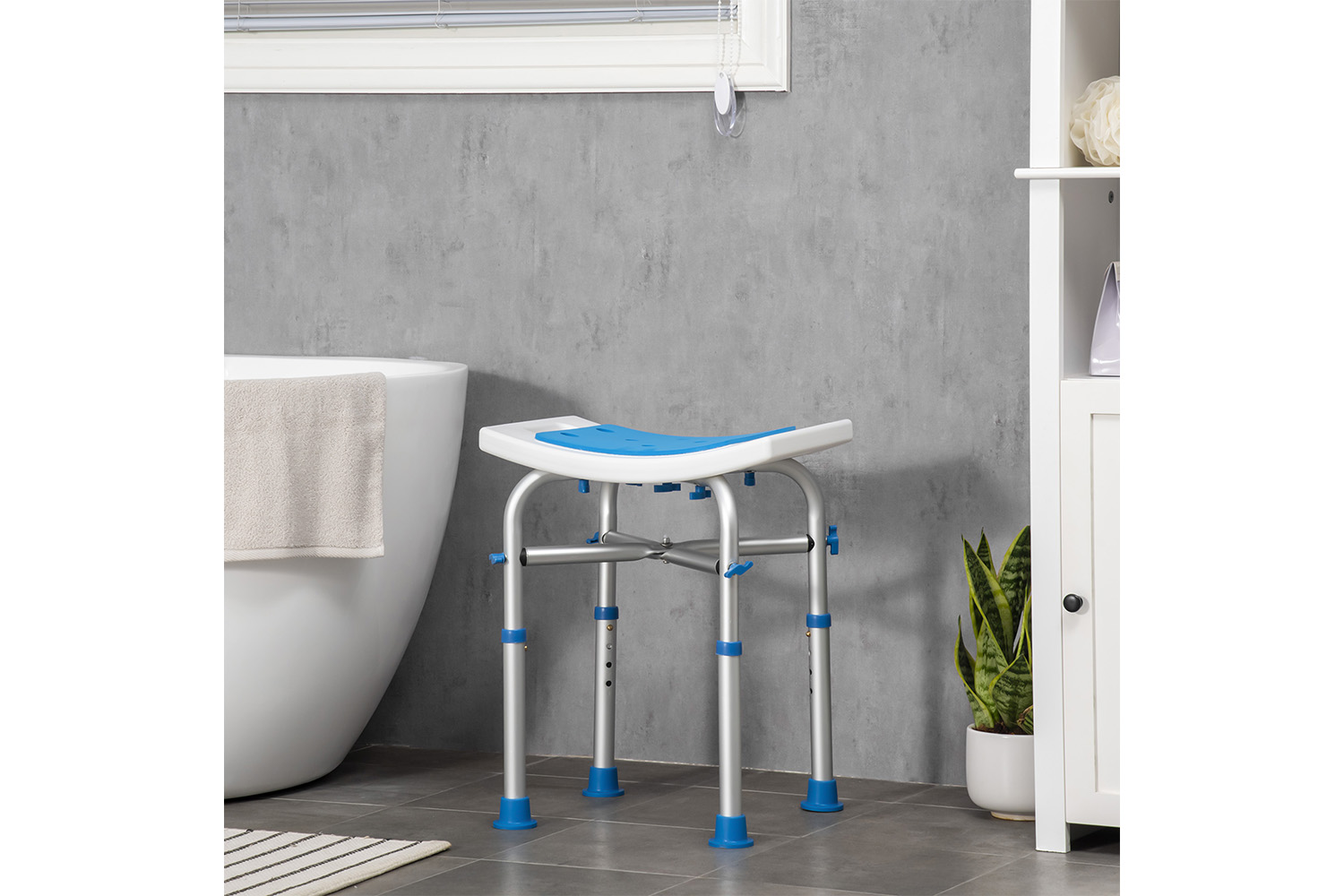 Homcom 713-115BU Adjustable Padded Shower Stool | Blue