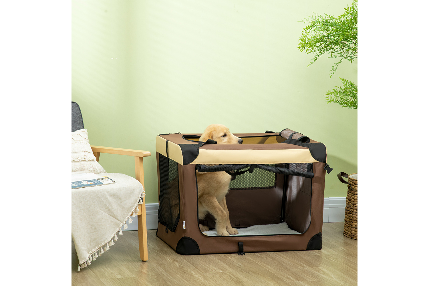 PawHut D00-153V03BN Medium Dog Travel Carrier | Brown | Large