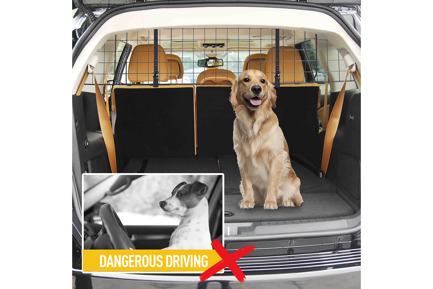 PawHut D00-096 PawHut Heavy Duty Pet Dog Car Barrier | Black