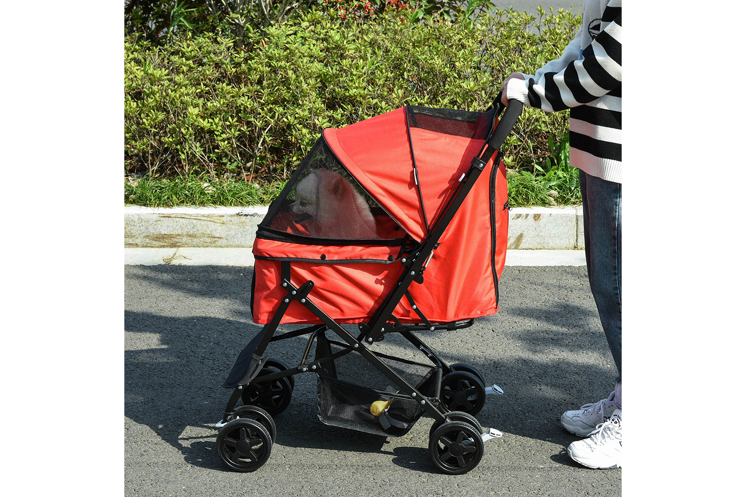PawHut D00-126RD Foldable Travel Pet Stroller | Red