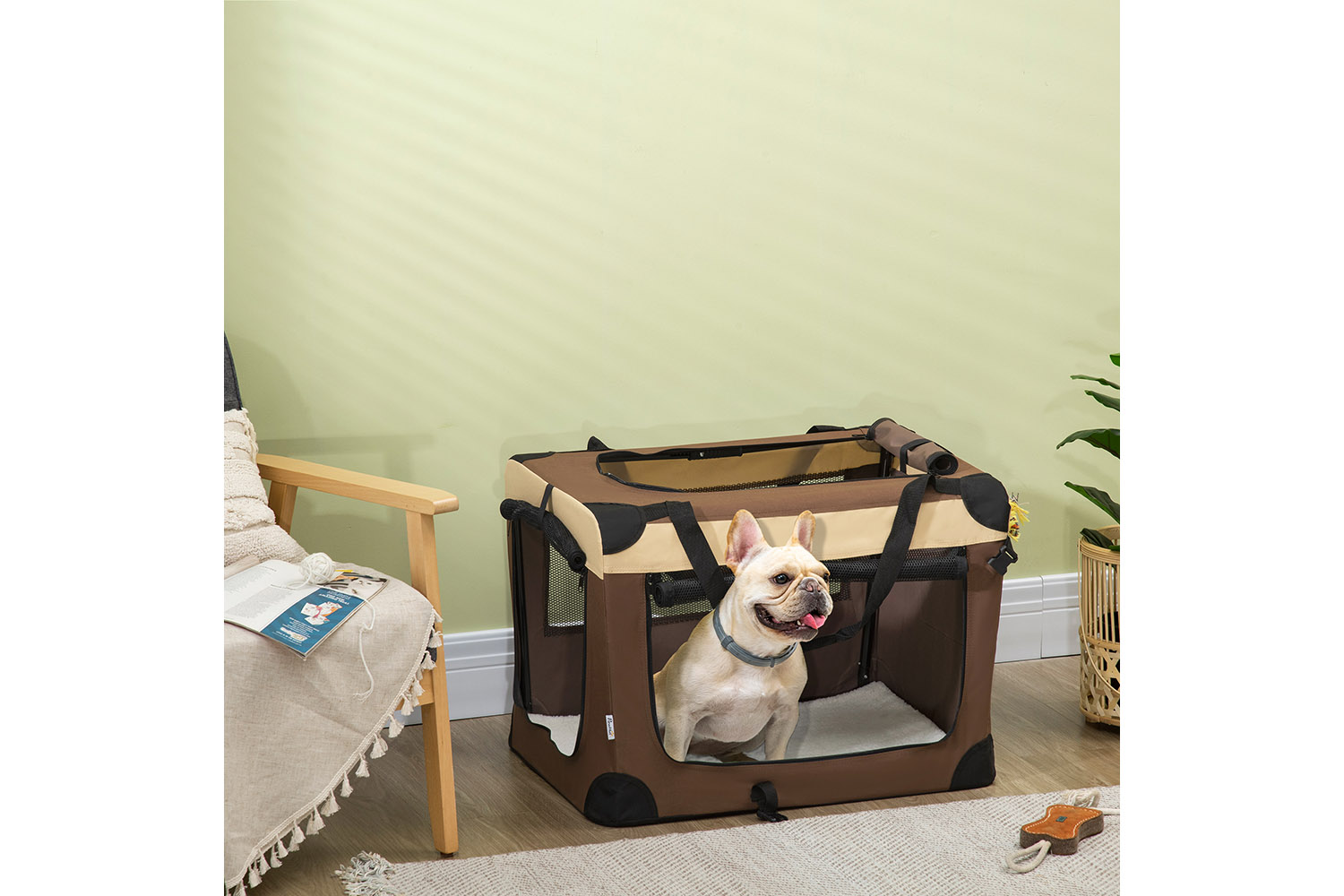 PawHut D00-153V02BN Small Dog Travel Carrier | Brown | Medium