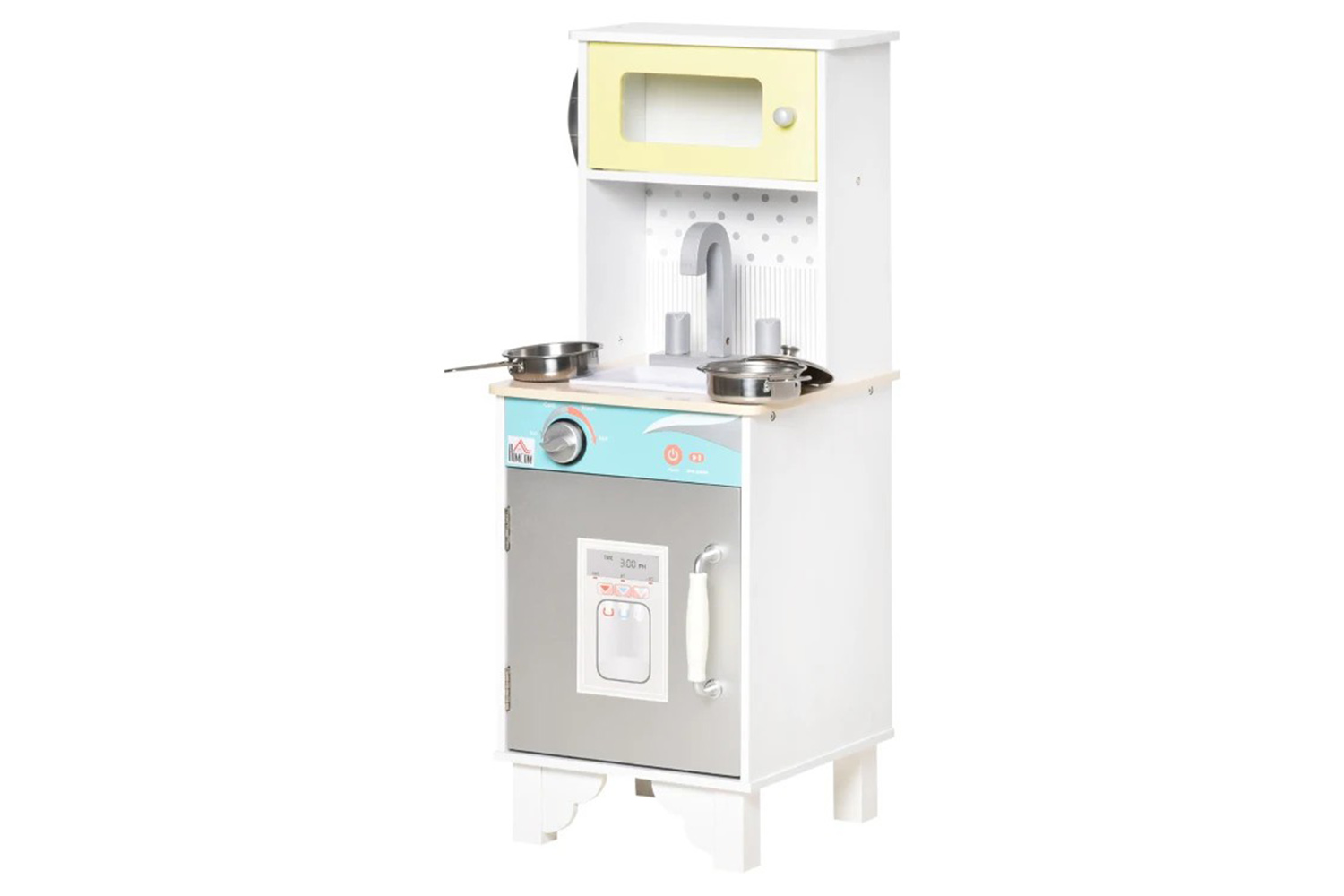 Homcom 350-104 Kids Wooden Kitchen Playset | Nature Wood/White