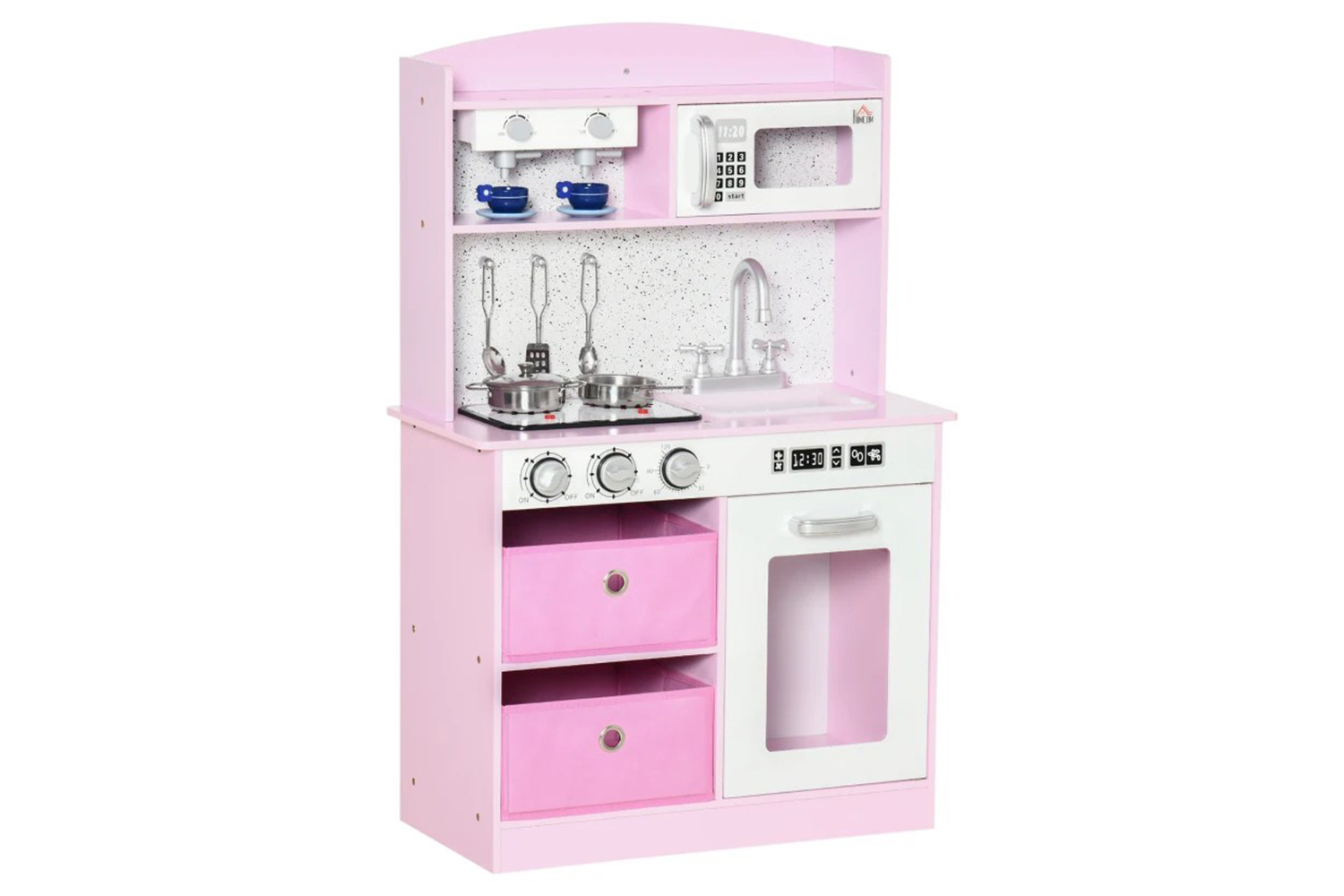 Homcom 350-136V80PK Kids Kitchen Playset | Pink