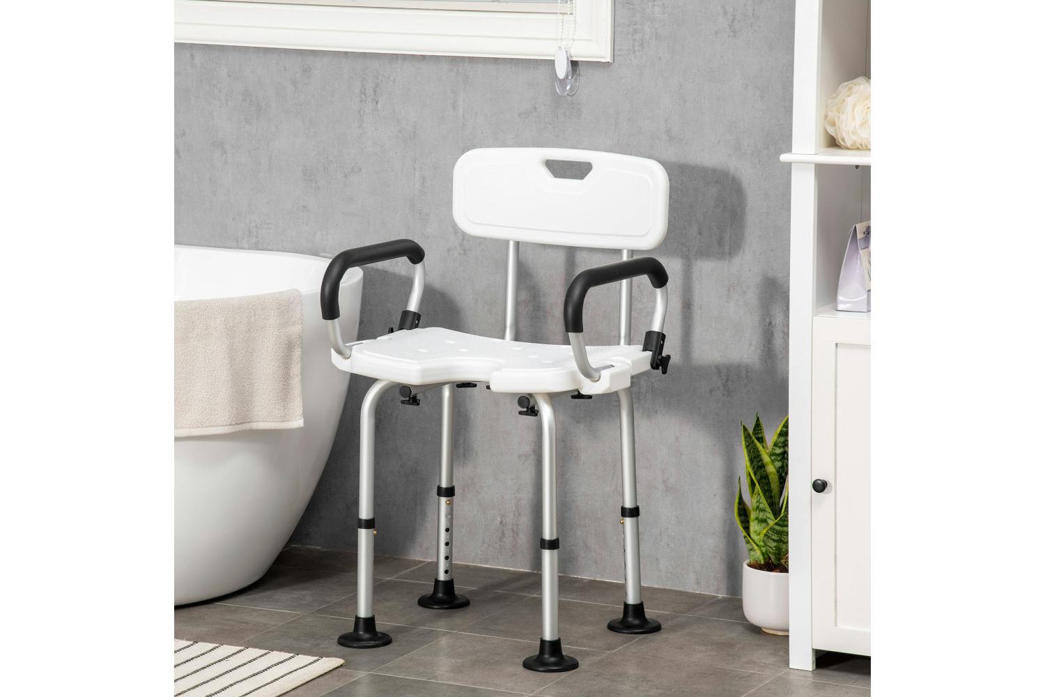 Homcom 713-117V00WT Shower Chair | White