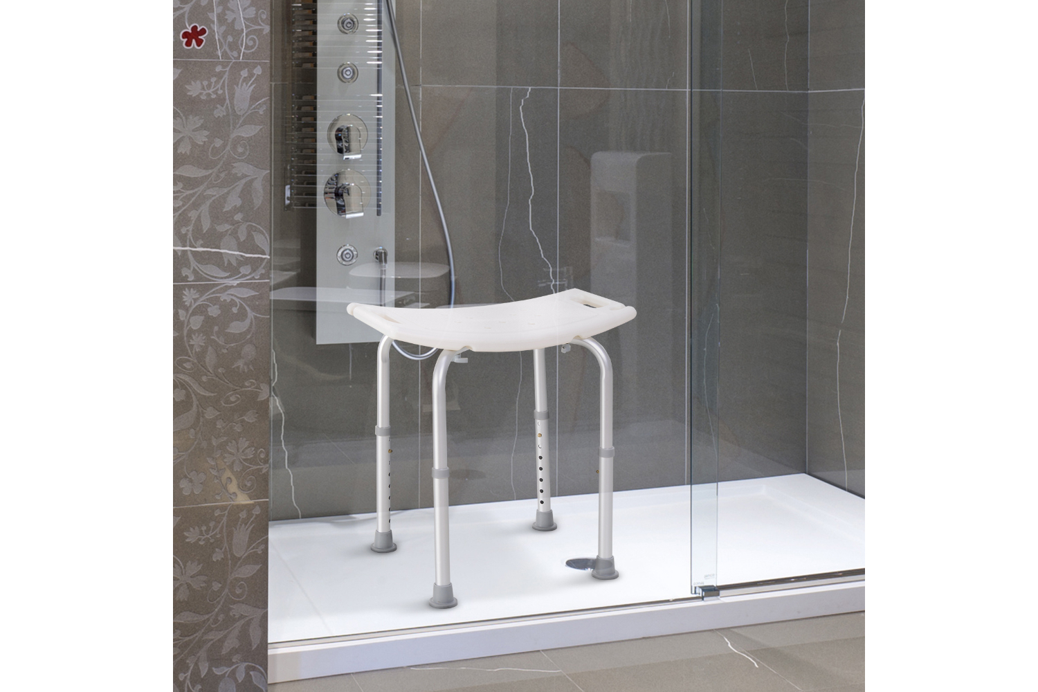 Homcom 72-0012 Plastic Non-Slip Portable Bathroom Stool | White