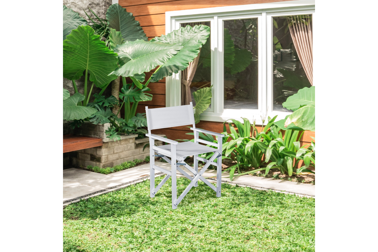 Homcom 833-458WT Wooden Director's Folding Chair | White