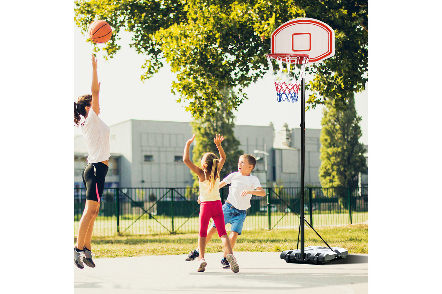 Homcom A61-020 Portable Basketball Stand with Hoop Base Net