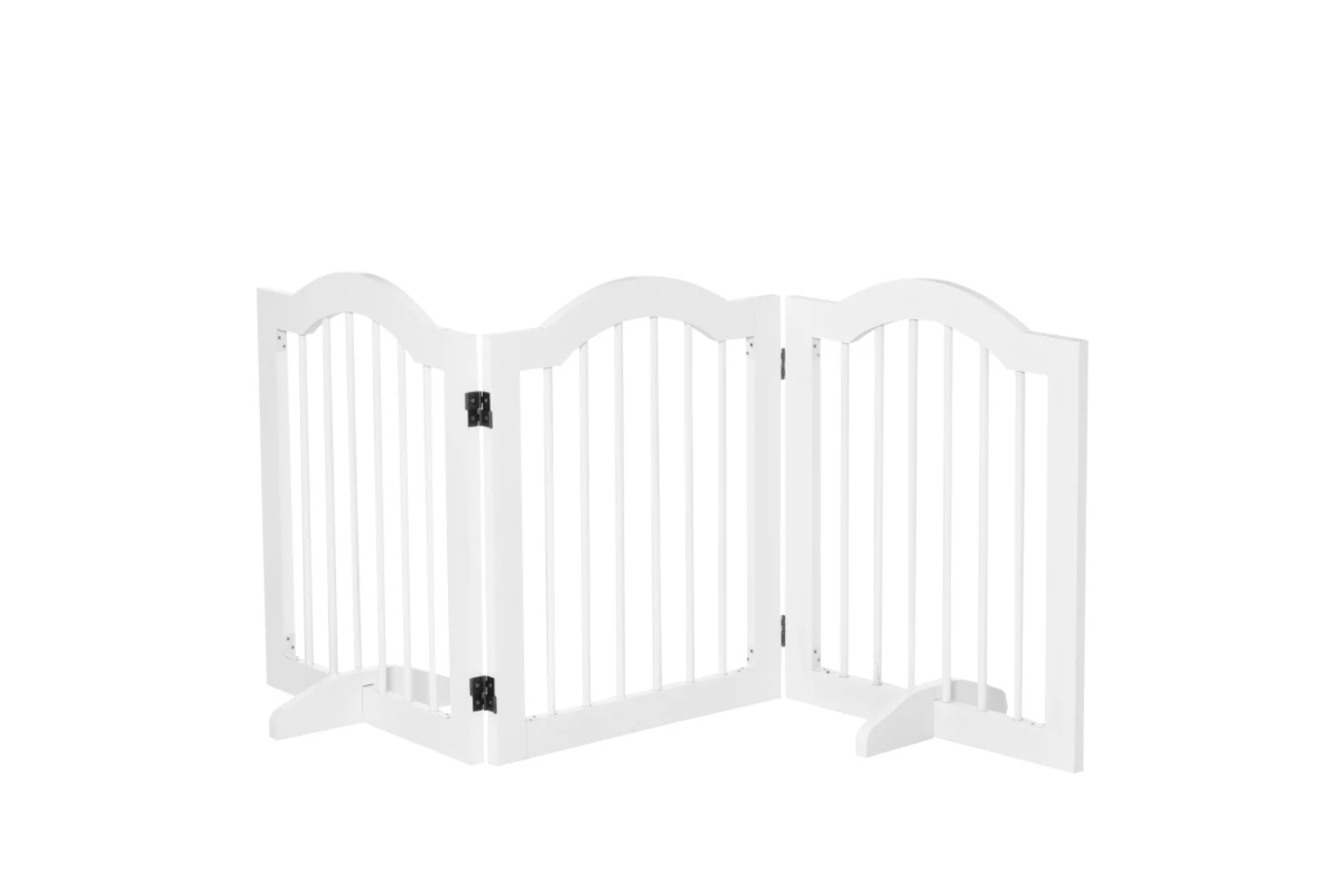 PawHut D06-048V01WT Freestanding Wood 3 Panels Dog Gate | White
