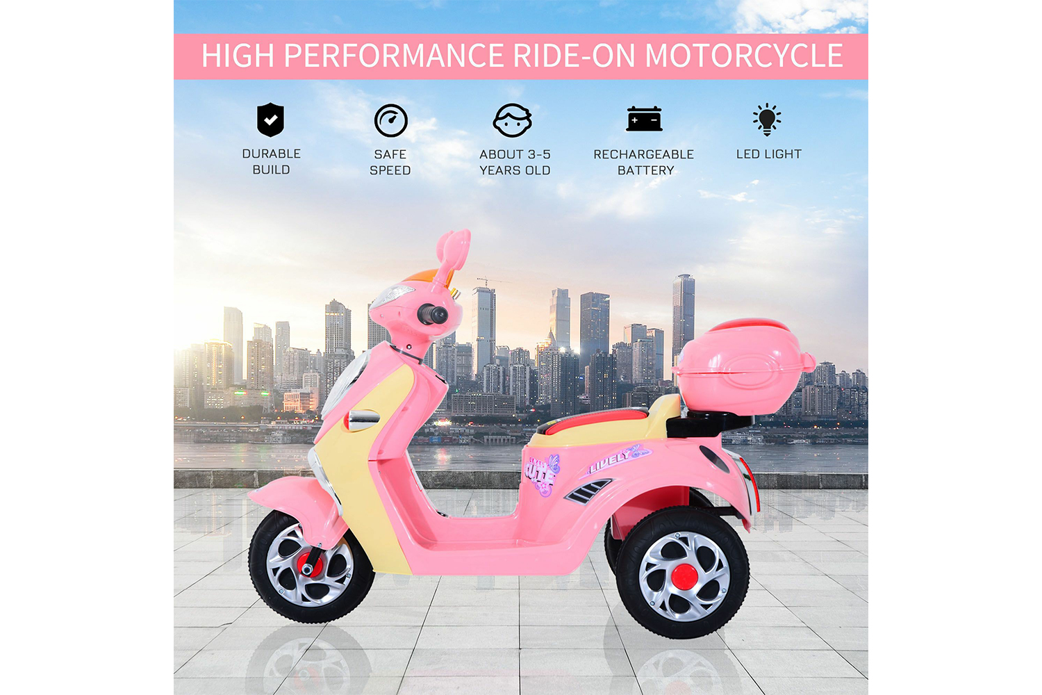 Homcom 370-035PK Electric Ride-on Motorbike | Light Pink