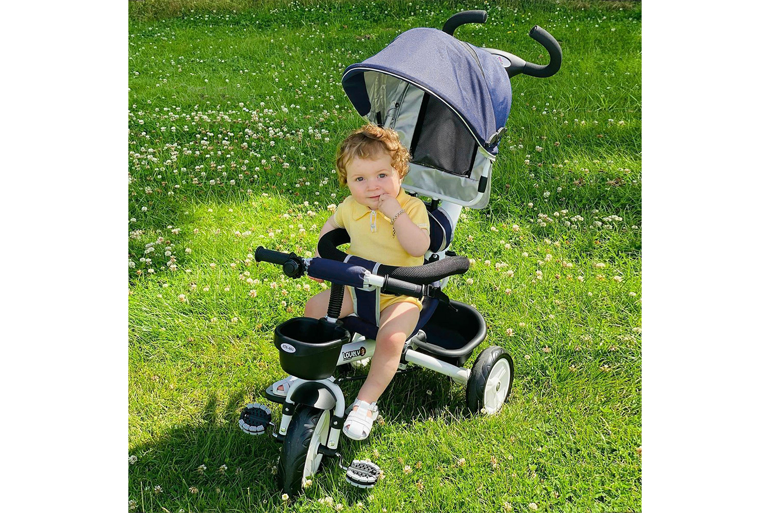 Homcom 370-061BU Kids Tricycle Stroller | Canopy Blue