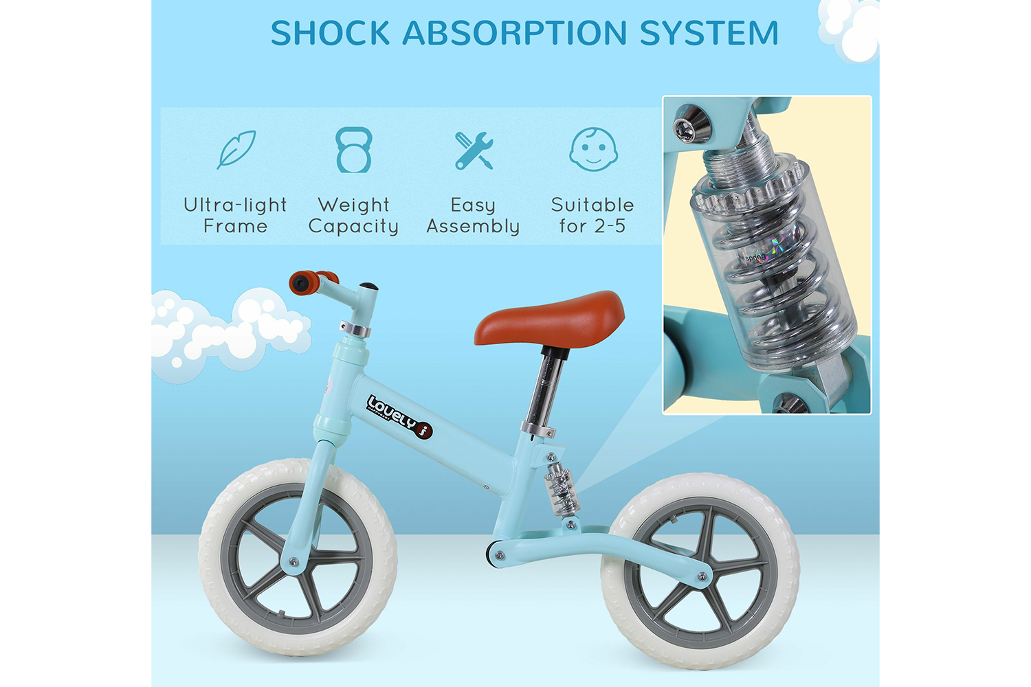 Homcom 370-090BU Kids Balance Bike | Blue