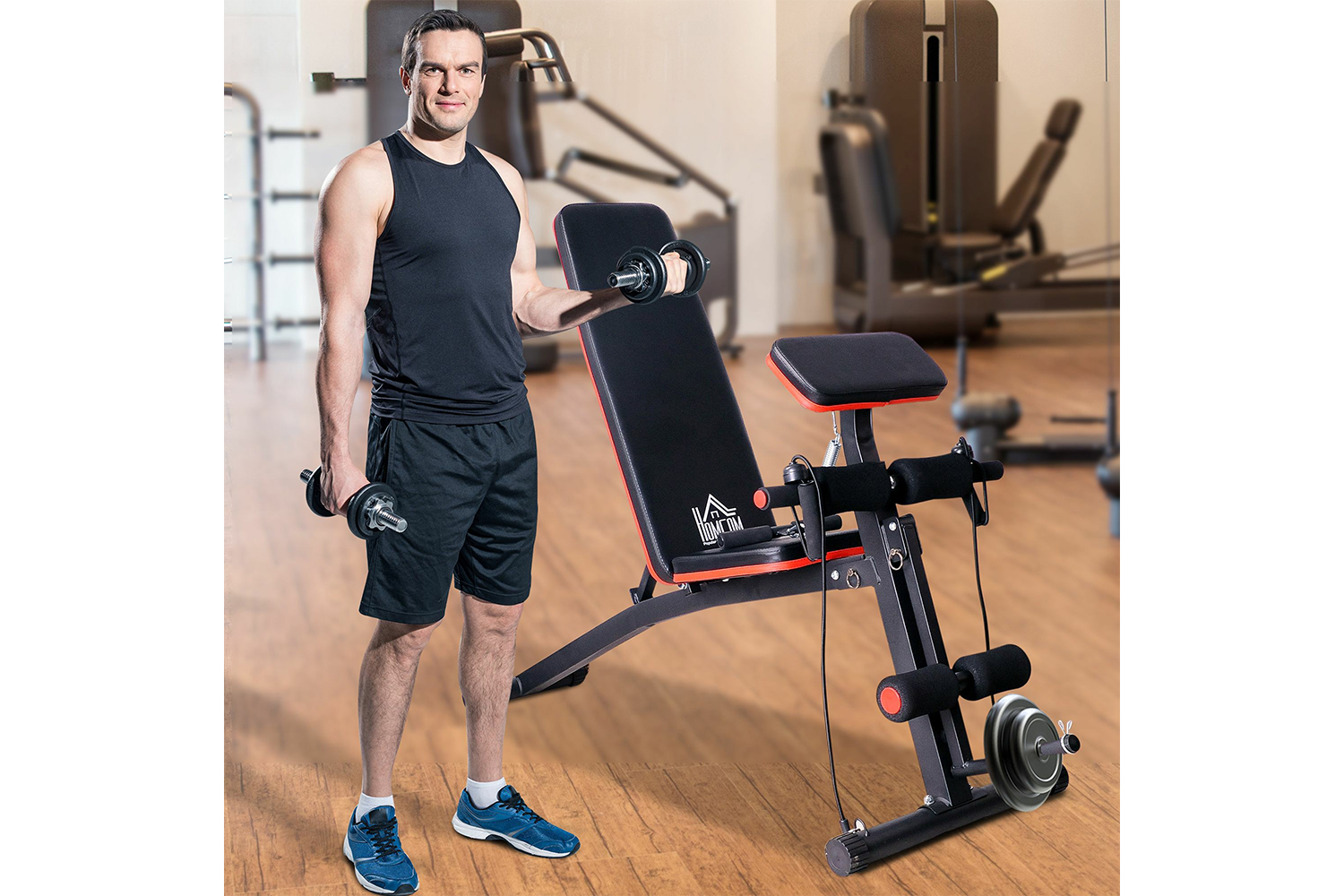 Homcom A91-062 Foldable Exercise Bench | Black/Red