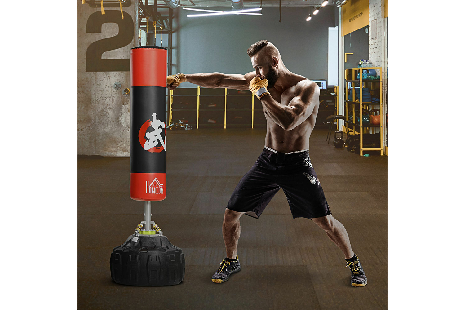 Homcom A91-110 Freestanding Boxing Punch Stand | Black/Red