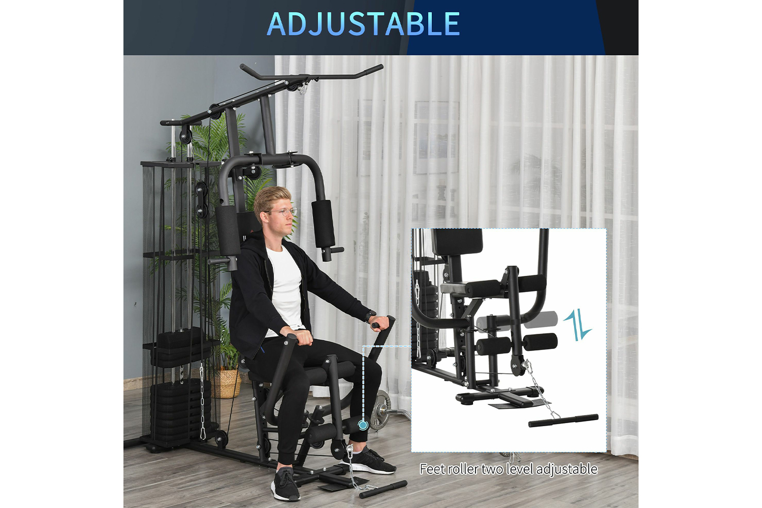 Homcom A91-134bk - Multi-exercise Gym Station, Home Workout