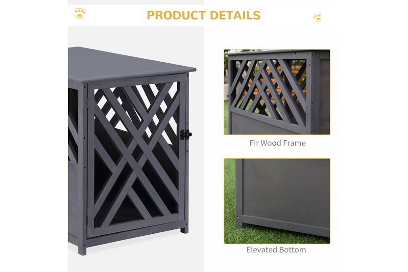 PawHut D02-041 Wood Furniture Style Dog Crate | Grey