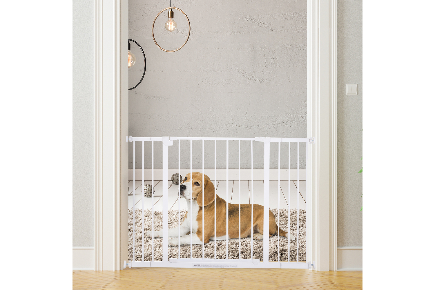 PawHut D06-058 Pressure Fitted Dog Safety Gate | White