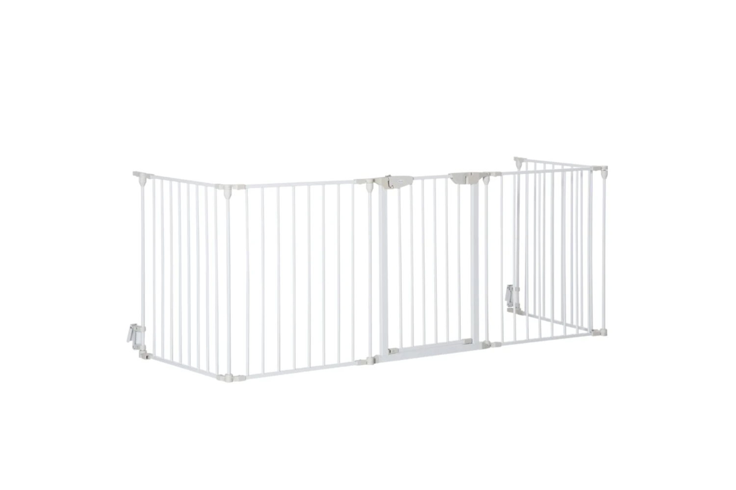 PawHut D06-100WT 5-Panel Pet Playpen with Walk Through Door Automatically Close Lock | White