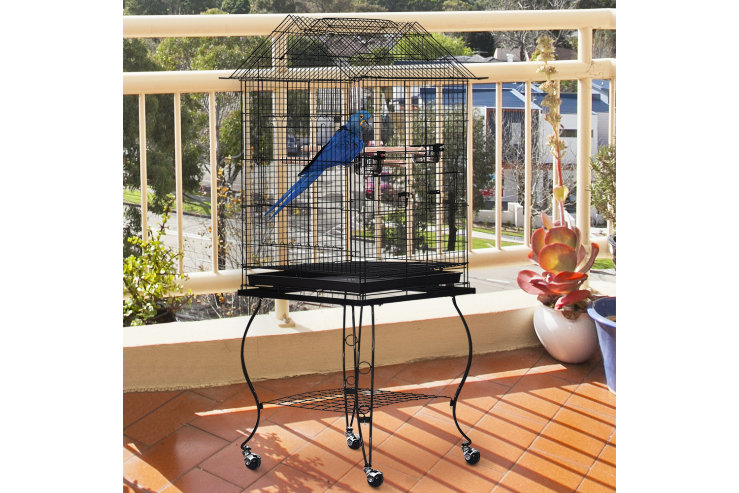 Pawhut D10-025 Metal Bird Cage | Black