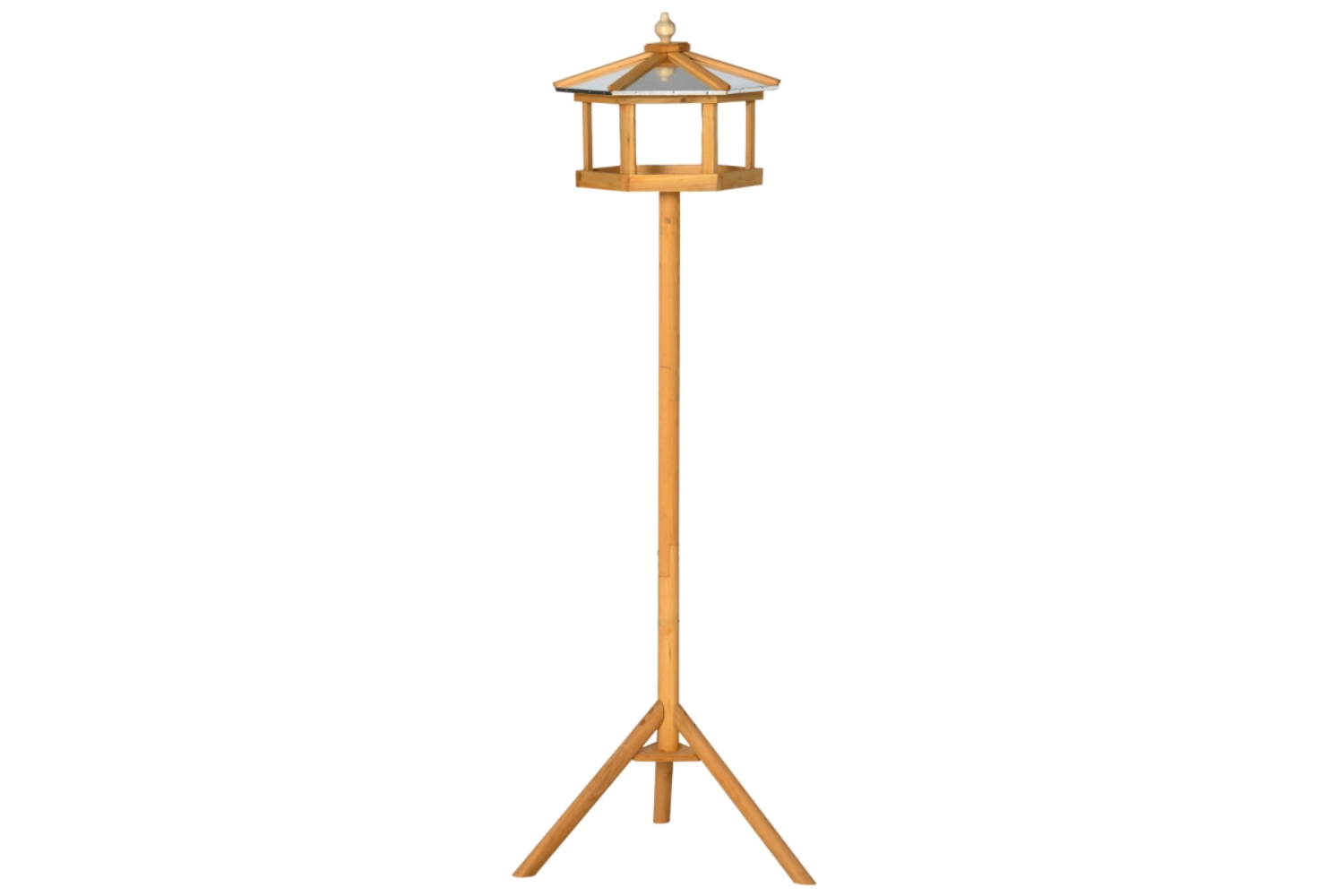 PawHut D10-044 Wooden Freestanding Garden Bird Table | Natural Wood