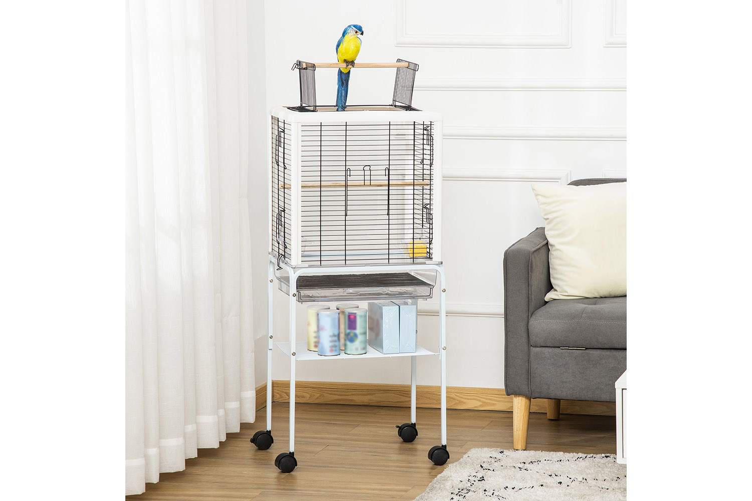 PawHut D10-080WT  Bird Cage |  White & Black