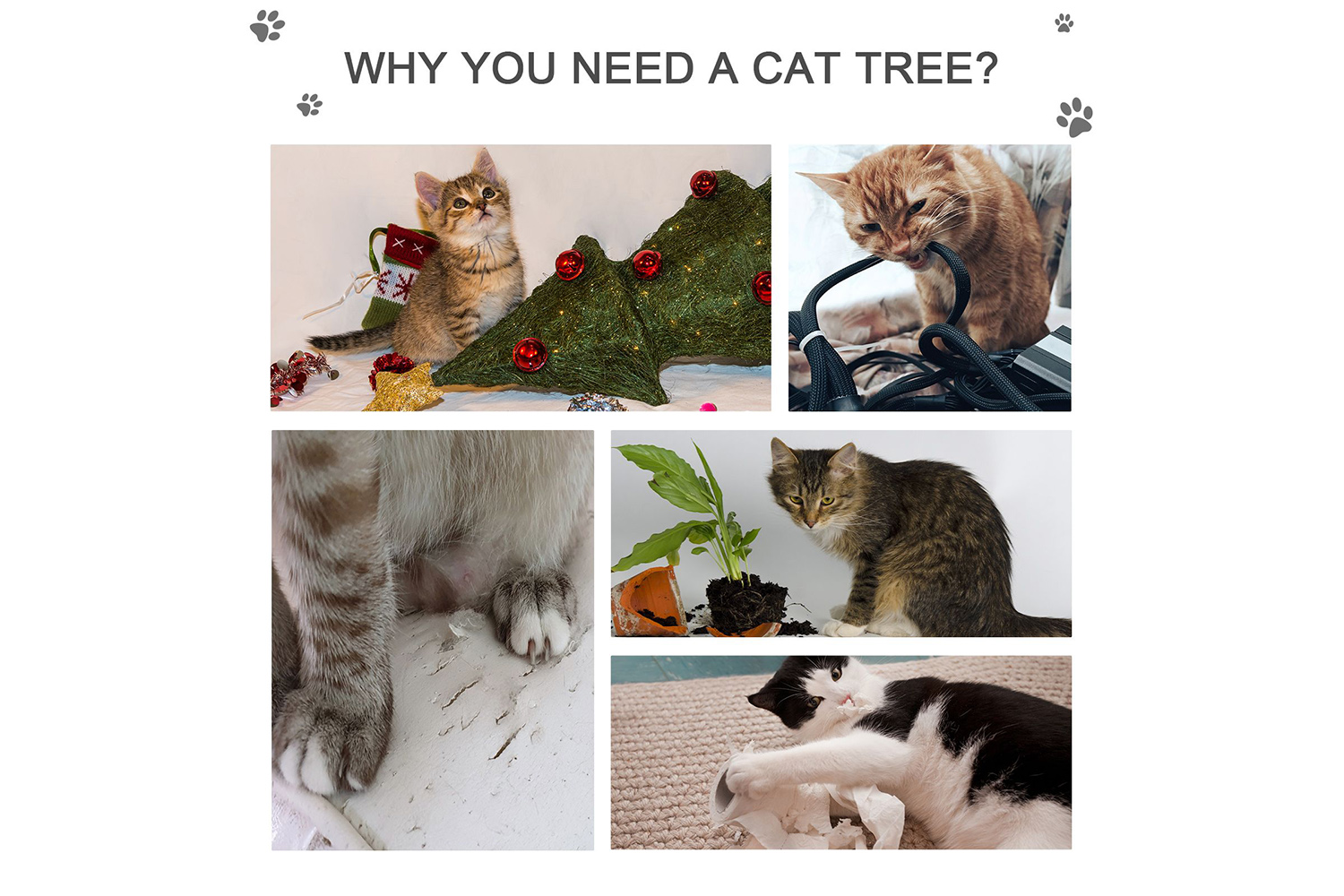 PawHut D30-050CW Cat Tree | Cream