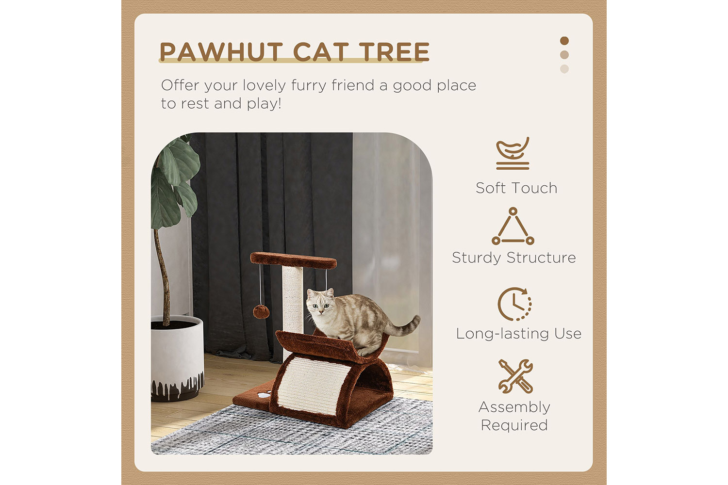 Pawhut D30-189 Cat Tree | Brown