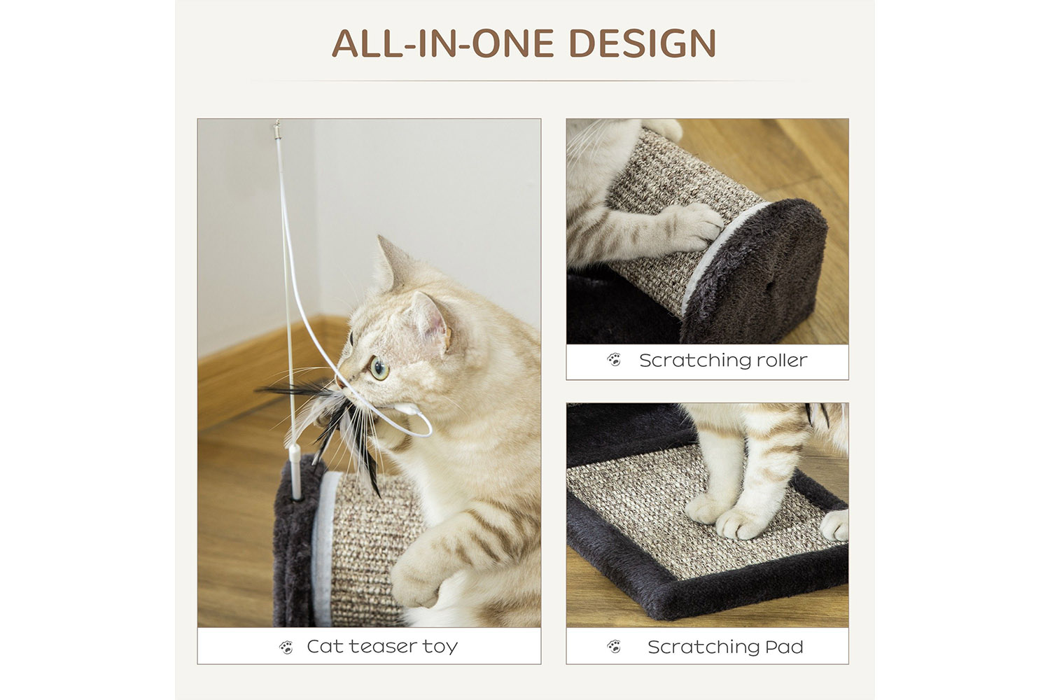 PawHut D30-193V01 Cat Scratching Post | Grey