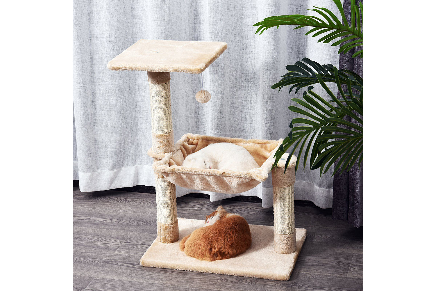 PawHut D30-215 Cat Tree Scratching Post | Beige