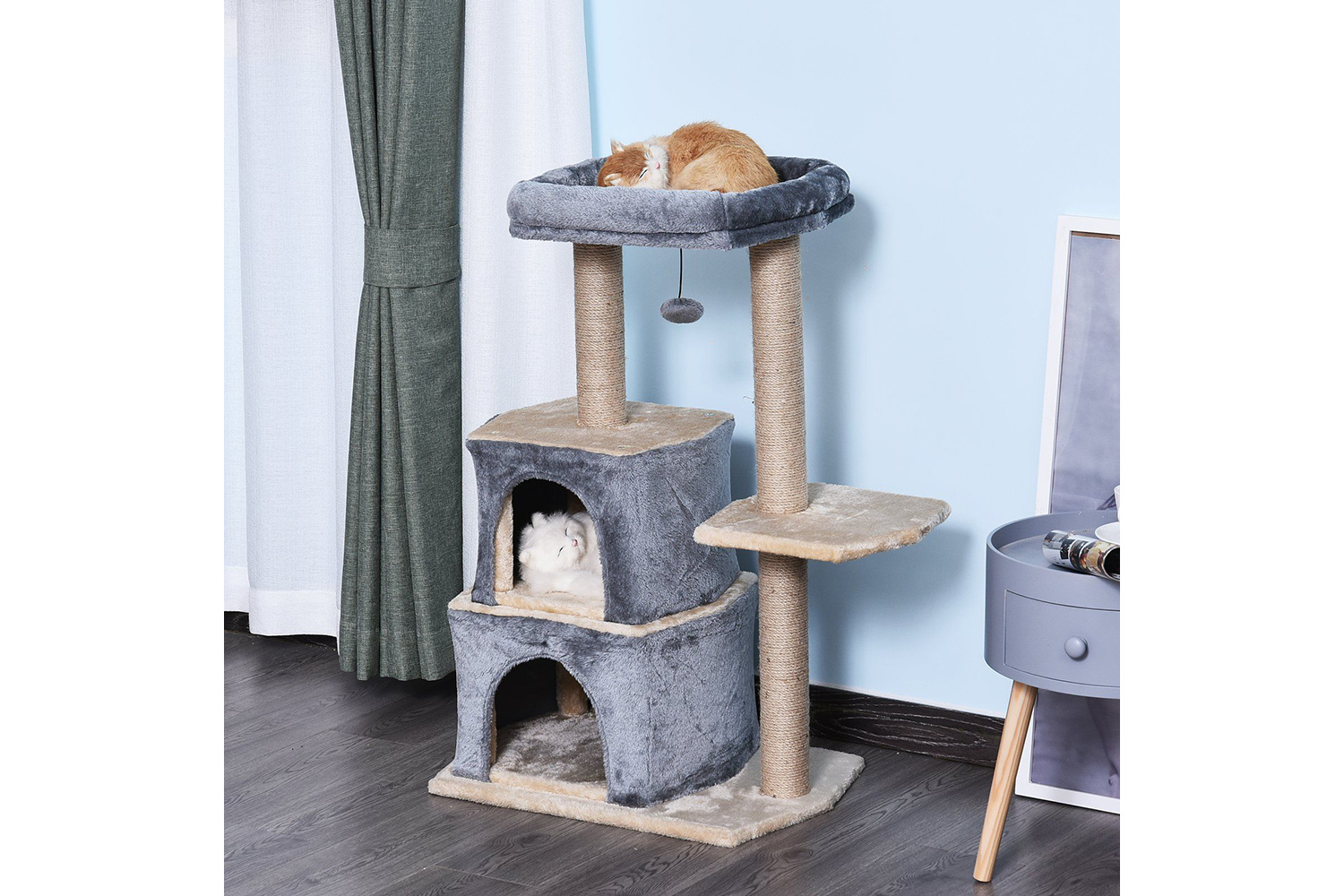 PawHut D30-218GY Cat Tree Scratching Post | Grey